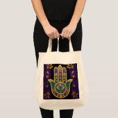 Mardi Gras Gouden Paarse Groene Hamsa's Kunst Tote Bag (Voorkant (product))