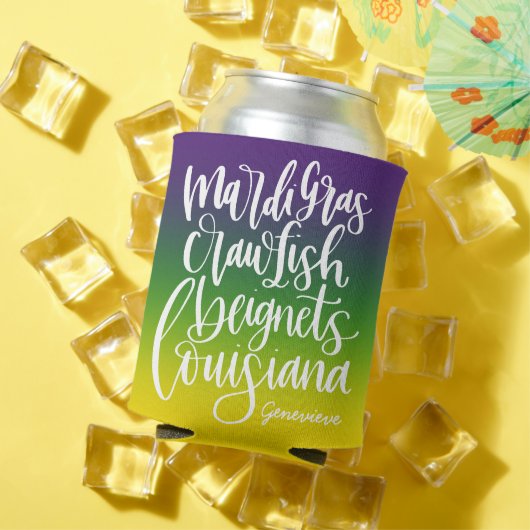 Mardi Gras Gradiënt Typografie Toerisme Monogram Blikjeskoeler (Insitu Zomer)