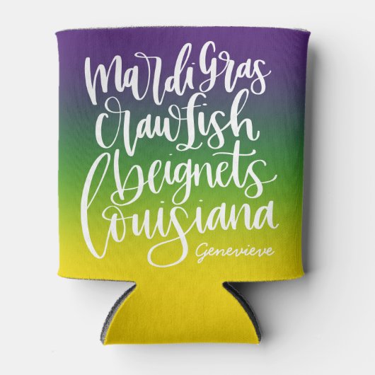 Mardi Gras Gradiënt Typografie Toerisme Monogram Blikjeskoeler (Voorkant)