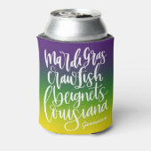 Mardi Gras Gradiënt Typografie Toerisme Monogram Blikjeskoeler (Blikje Achterkant)