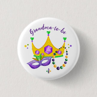 Mardi Gras Grandma-to-be Ronde Button 3,2 Cm