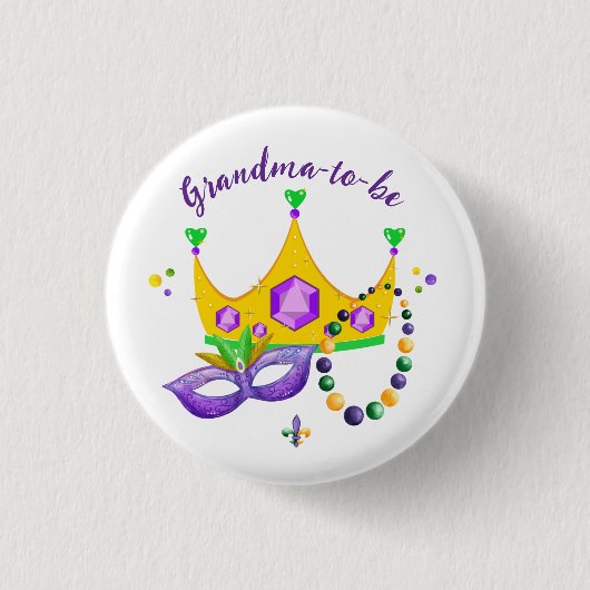 Mardi Gras Grandma-to-be Ronde Button 3,2 Cm (Voorkant)