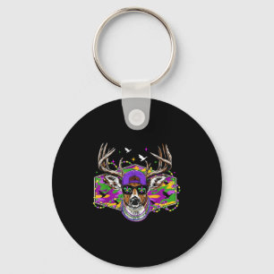 Mardi Gras Grappig Hertenjagen Camo Carnaval Heren Sleutelhanger