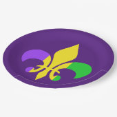 Mardi Gras Green Yellow Paars Fleur-de-Lis Papieren Bordje (Gekanteld)