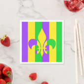 Mardi Gras Green Yellow Paars Fleur-de-Lis Servet (Insitu)
