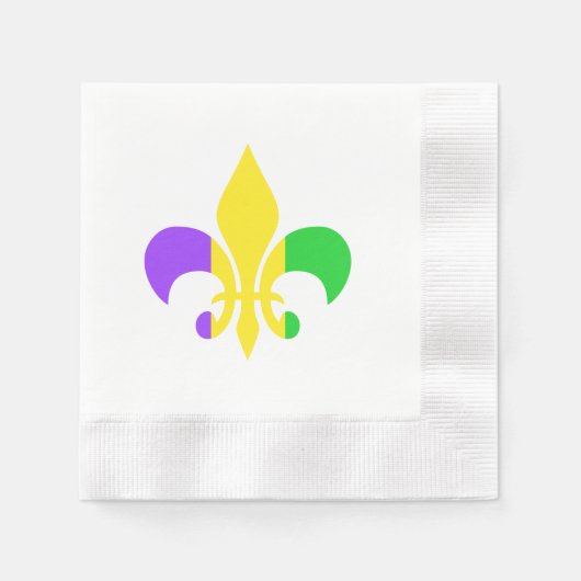 Mardi Gras Green Yellow Paars Fleur-de-Lis Servet (Voorkant)