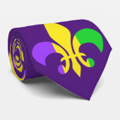 Mardi Gras Green Yellow Paars Fleur-de-Lis Stropdas (Opgerold)