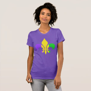 Mardi Gras Green Yellow Paars Fleur-de-Lis T-shirt