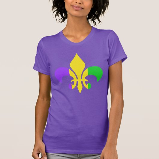 Mardi Gras Green Yellow Paars Fleur-de-Lis T-shirt (Voorkant)