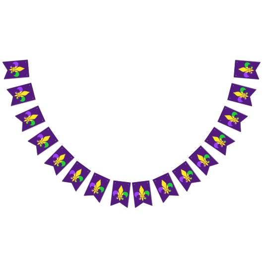Mardi Gras Green Yellow Paars Fleur-de-Lis Vlaggetjes (Alle)