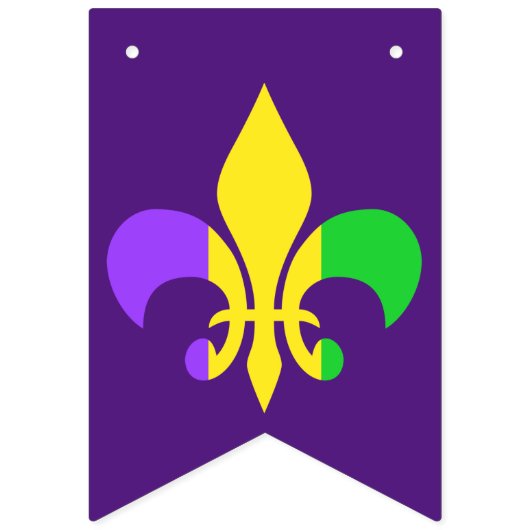 Mardi Gras Green Yellow Paars Fleur-de-Lis Vlaggetjes (Tweede vlag)