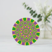Mardi Gras Green Yellow Paars Pattern Mandala Kaart (Staand voorkant)