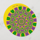 Mardi Gras Green Yellow Paars Pattern Mandala Kaart (Voorkant / Achterkant)