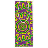 Mardi Gras Green Yellow Paars Pattern Mandala Wijn Cadeautas (Achterkant)