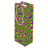 Mardi Gras Green Yellow Paars Pattern Mandala Wijn Cadeautas (Voorkant Gekanteld)