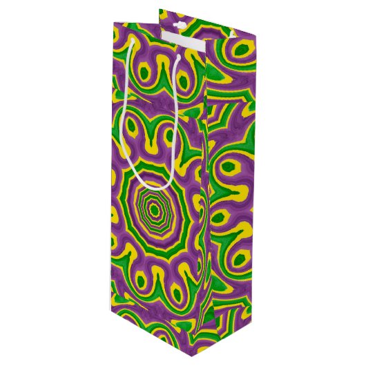 Mardi Gras Green Yellow Paars Pattern Mandala Wijn Cadeautas (Voorkant Gekanteld)