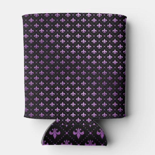 Mardi Gras Grid Bright Paarse Fleur De Lis NOLA Blikjeskoeler (Achterkant)