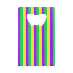 Mardi Gras Groen, Geel, Paars Gestreepte Creditkaart Flessenopener