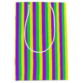 Mardi Gras groen, geel, Paarse gestreept Medium Cadeauzakje (Voorkant)