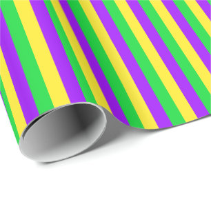 Mardi Gras Groen, Geel, Paarse Strepen Cadeaupapier