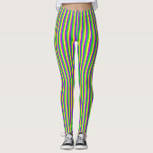Mardi Gras Groene, Gele, Paarse Strepen Leggings (Voorkant)