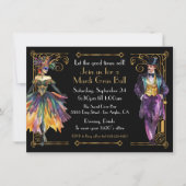 Mardi Gras Grote Gatsby Art Deco Party Kaart (Voorkant)