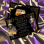 Mardi Gras Grote Gatsby Art Deco Party Kaart