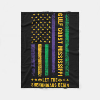 Mardi Gras Gulf Coast Mississippi Fleur-de-lis Ver Fleece Deken