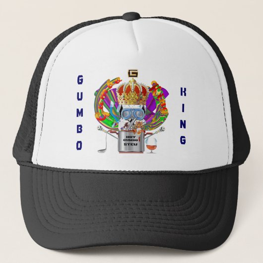 Mardi Gras Gumbo King Uitzicht Hints alstublieft Trucker Pet (Voorkant)