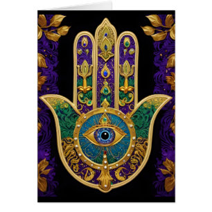Mardi Gras Hamsa Art Print Wenskaart