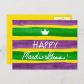 Mardi Gras Hand Gepilterde Paarse gouden stripes Briefkaart (Voorkant / Achterkant)