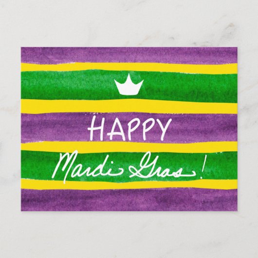 Mardi Gras Hand Gepilterde Paarse gouden stripes Briefkaart (Voorkant)