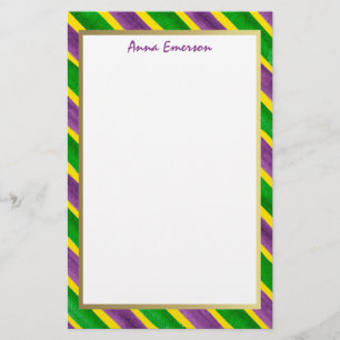 Mardi Gras Hand Gepilterde Paarse gouden stripes Briefpapier