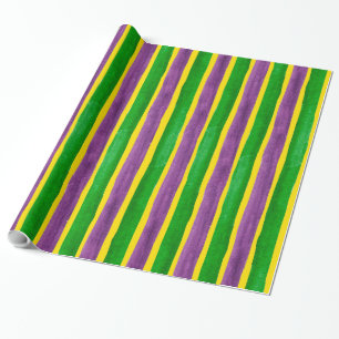 Mardi Gras Hand Gepilterde Paarse gouden stripes Cadeaupapier
