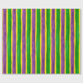 Mardi Gras Hand Gepilterde Paarse gouden stripes Cadeaupapier (Vlak)