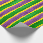 Mardi Gras Hand Gepilterde Paarse gouden stripes Cadeaupapier (Hoek)