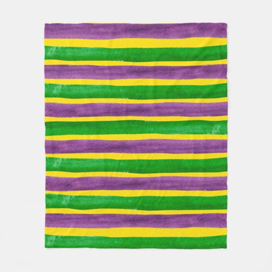 Mardi Gras Hand Gepilterde Paarse gouden stripes Fleece Deken (Voorkant)