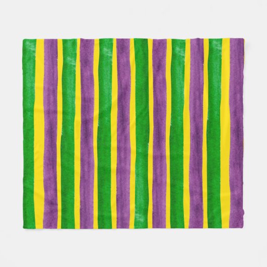 Mardi Gras Hand Gepilterde Paarse gouden stripes Fleece Deken (Voorkant (Horizontaal))