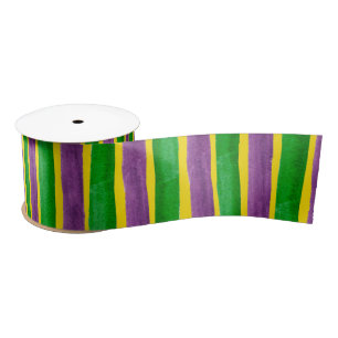Mardi Gras Hand Gepilterde Paarse gouden stripes Satijnen Lint