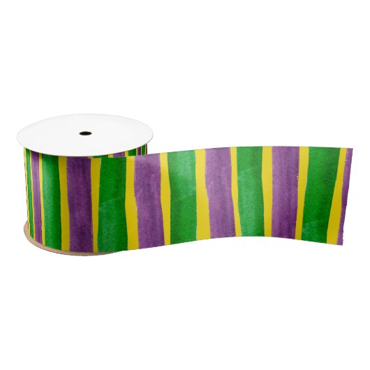 Mardi Gras Hand Gepilterde Paarse gouden stripes Satijnen Lint (Spoel)