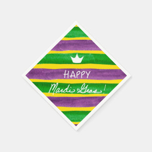 Mardi Gras Hand Gepilterde Paarse gouden stripes Servetten