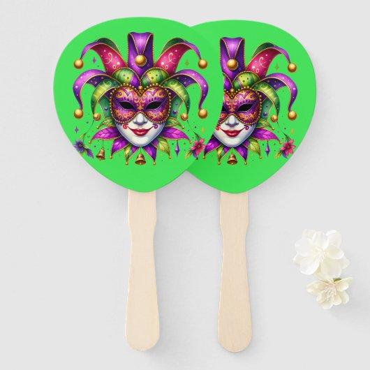 Mardi Gras Handwaaier (Voorkant en achterkant)