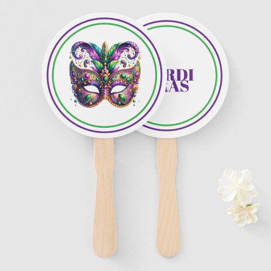 Mardi Gras Handwaaier (Voorkant en achterkant)