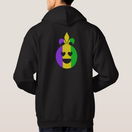 Mardi Gras Happy Face glimlachend Fleur-de-Lis Fun Hoodie (Achterkant)