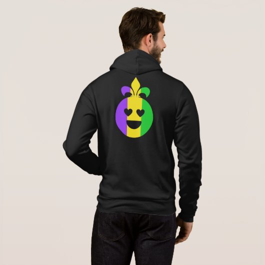 Mardi Gras Happy Face glimlachend Fleur-de-Lis Fun Hoodie (Achterkant volledig)