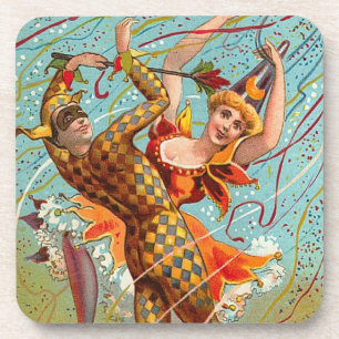 Mardi Gras Happy Halloween Dancing Jester Kostuum Bier Onderzetter