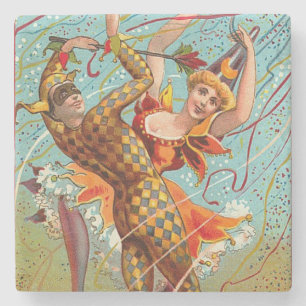 Mardi Gras Happy Halloween Dancing Jester Kostuum Stenen Onderzetter