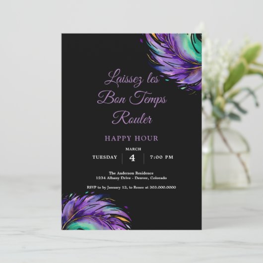 Mardi Gras Happy Hour Kaart (Staand voorkant)