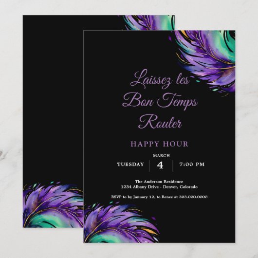 Mardi Gras Happy Hour Kaart (Voorkant / Achterkant)