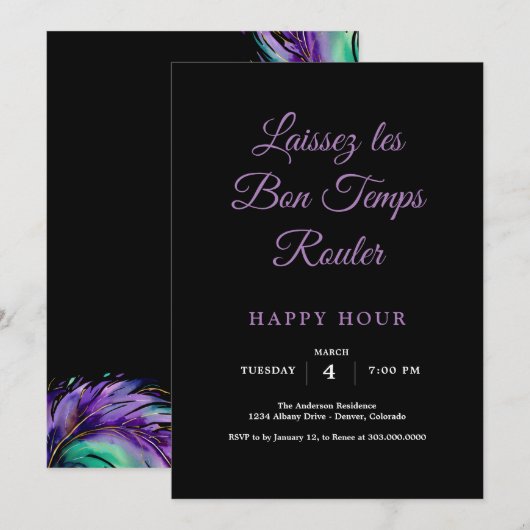 Mardi Gras Happy Hour Kaart (Voorkant / Achterkant)